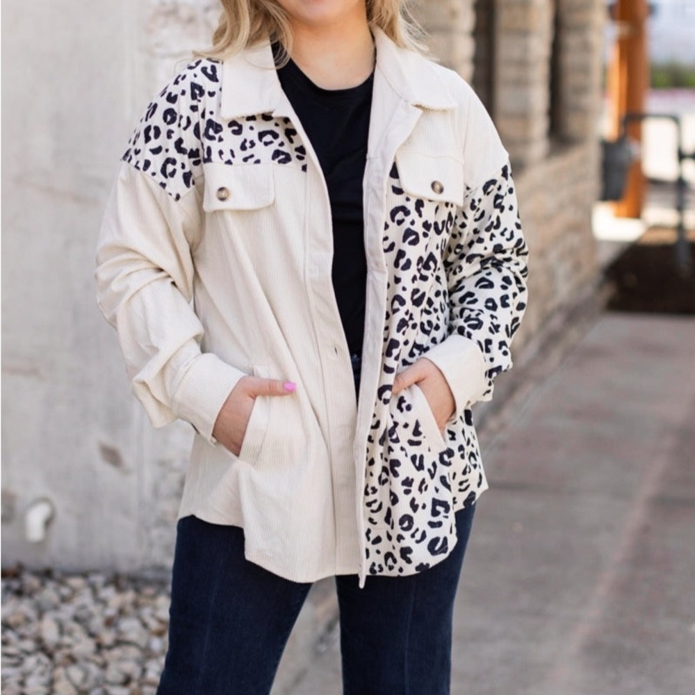NWOT Leopard Print Corduroy Shacket / Jacket